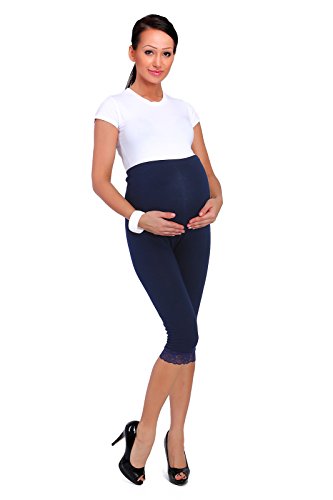FUTURO FASHION - Umstandsleggings mit 3/4-Länge - Spitzensaum - Baumwolle Größen - Dunkelblau - 44/46 von FUTURO FASHION