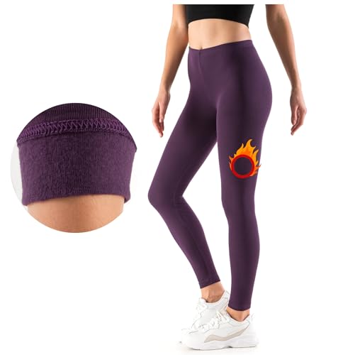 FUTURO FASHION Winter Fleece gefütterte Leggings für Frauen thermische warme Leggings für Frauen UK Fleece gefütterte Damenhose elastisch mittlere Taille täglich Yoga Gym Wandern Damen Leggings, Größe von FUTURO FASHION