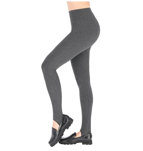 FUTURO FASHION Winter Stil voller Länge sehr warme Dicke schwere Baumwolle Steigbügel Leggings (Fleece-Innenseite) LSYX Graphit 48 EU von FUTURO FASHION