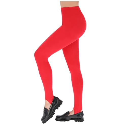 FUTURO FASHION Winter Stil voller Länge sehr warme dicke schwere Baumwolle Steigbügel Leggings (Fleece-Innenseite) LSYX Rot 48 EU von FUTURO FASHION