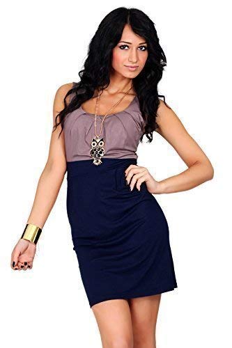 FUTURO Fashion® dezente Damen Party Bodycone Kleid ärmellos Baumwolle Stoff Farbe Block Tunika Größen 8–18 UK 8427 Gr. 44, cappuccino von FUTURO FASHION