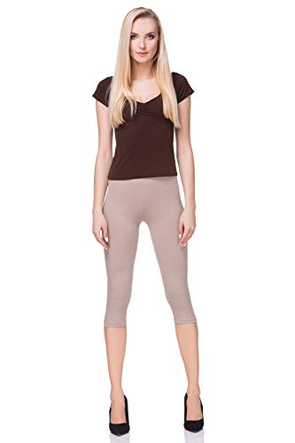 FUTURO FASHION - Leggings mit 3/4-Länge - Baumwolle - extra bequem - Übergrößen - Beige - 40 (L) von FUTURO FASHION