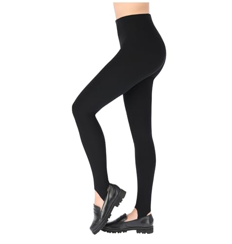 FUTURO FASHION Winter Stil voller Länge sehr warme dicke schwere Baumwolle Steigbügel Leggings (Fleece-Innenseite) LSYX Schwarz 36 EU von FUTURO FASHION