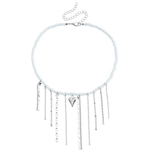 Elegante Halskette mit Quasten, Mond und Herz, vielseitiger Modeschmuck, Accessoire für trendige Frauen Elegante Halskette mit Quasten, Mond und Herz, vielseitiger Modeschmuck, Accessoire für trendige Frauen von FUUGlan