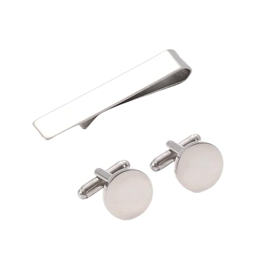 Stilvolles Krawattenklammer und Manschettenknöpfe-Set aus stabilem Edelstahl, tragbar zur Verbesserung Ihrer professionellen Bilder von FUUGlan