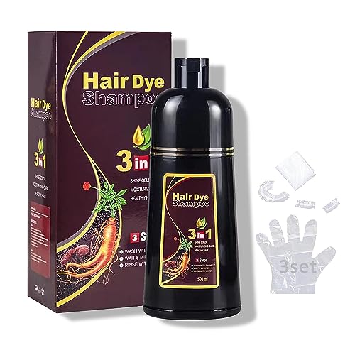 【NEU】 Schwarzes Instant-Haarfärbe-Shampoo für die Abdeckung grauer Haare, 3-in-1-Shampoo für schwarzes Haarfärben für Frauen und Männer, Kräuterfärbung in wenigen Minuten-Black von FUUZIO