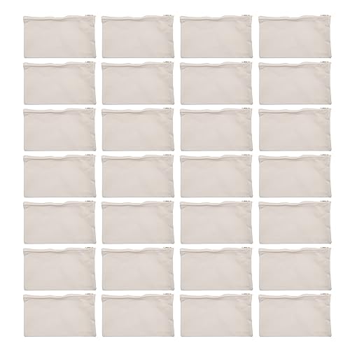 FUWIND 40 StüCk Leinwand Bleistift Beutel ReißVerschluss Make-Up Blank DIY Mehr Zweck Toilettenartikel StationäRe Aufbewahrungs Beutel (Beige) von FUWIND