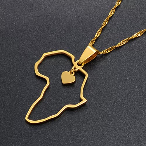 Halskette Anhänger Schmuck Goldfarbe Afrika MapPendant Halsketten Frauen Mädchen Herz African of Maps Schmuck Charms Weihnachten Geburtstag Geschenk von FUWIND