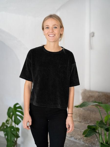 FUXBAU Frauen Cropped Samt T-Shirt von FUXBAU