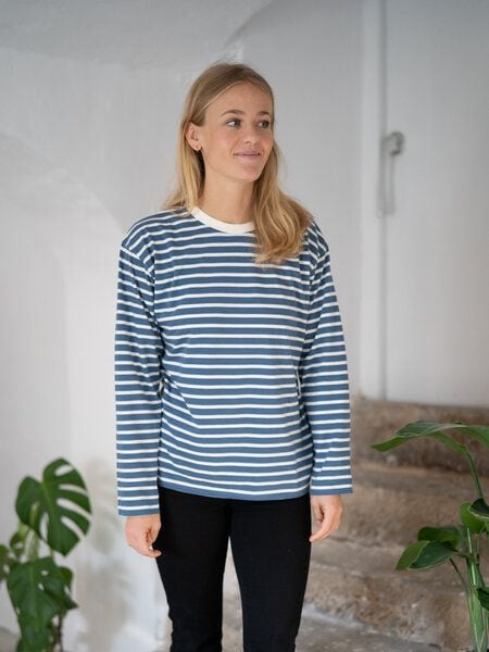 FUXBAU Frauen Streifen Longsleeve - creme grün, bordeaux, blau oder senf von FUXBAU