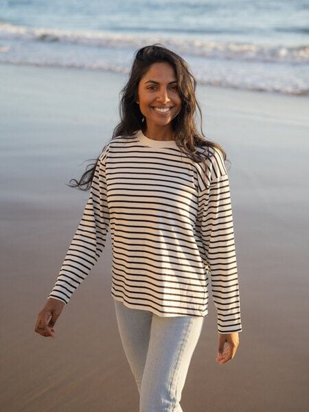 FUXBAU Frauen Streifen Longsleeve - weiss schwarz von FUXBAU