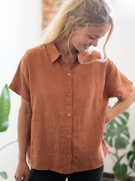 FUXBAU Frauen kurzarm Leinenbluse von FUXBAU