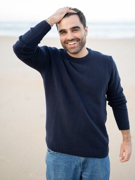 FUXBAU Männer Merino Strickpullover - navy von FUXBAU