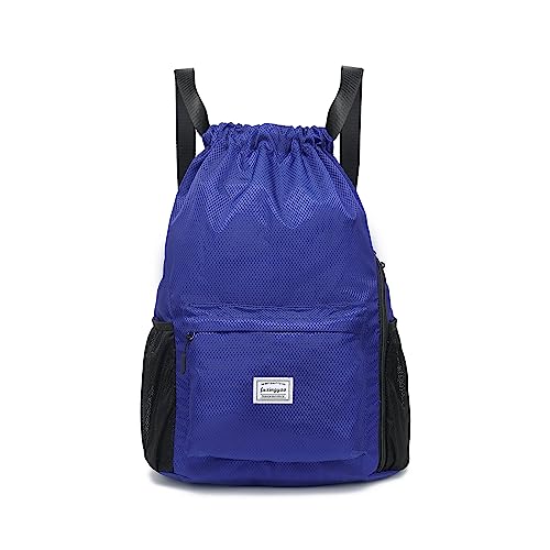 FUXINGYAO Sporttasche Rucksack, Frauen, Männer, wasserdicht große Kapazität Sporttasche Rucksack, Kordelzug Tasche, für Fitness Schwimmen Reisen Yoga Sport (blau) von FUXINGYAO