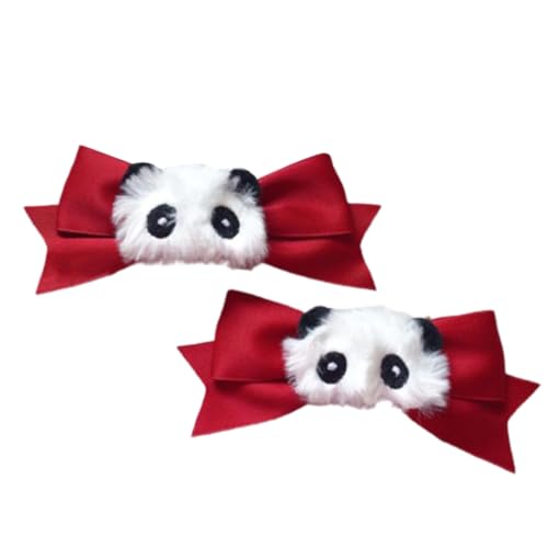FUXIU 2 Stück zarte karierte Y2K-Stil Seitenclip Haarspange süße Mädchen Schleife Stil Pelzpanda Balletcore von FUXIU