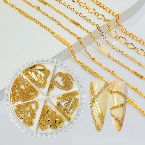 FUXIU 3D Nail Art Dekoration Charms Ketten Metall Punk Stil Zubehör Nägel Versorgung für Frauen DIY Maniküre Tipps von FUXIU