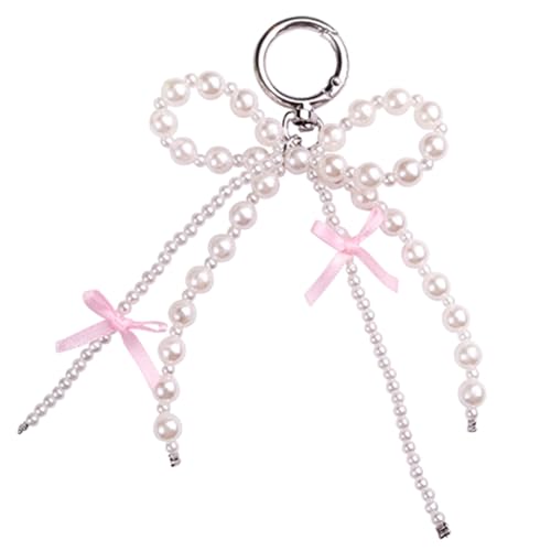 FUXIU Bowknot Shaped Keychain Pendant Pearls Beaded Butterfly Knot Key Chain Fashionable Ornament for Phones Car Key Bag, Stil 1, As detailed discription von FUXIU