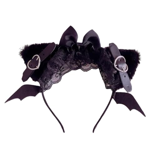 FUXIU Gothic Dark Hair Clip Girls Lace Headband Heart Devil Wing Hair Clip Dark for Punk Girls Headband von FUXIU