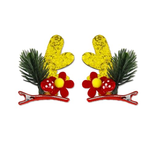 FUXIU Haarnadeln mit Weihnachtsgeweih und Entenschnabeln, Haarspange für Pferdeschwanz, Pony, Haarnadeln für Teenager, Kinder, 2 Stück von FUXIU