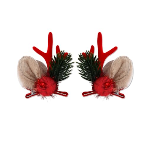 FUXIU Haarnadeln mit Weihnachtsgeweih und Entenschnabeln, Haarspange für Pferdeschwanz, Pony, Haarnadeln für Teenager, Kinder, 2 Stück von FUXIU