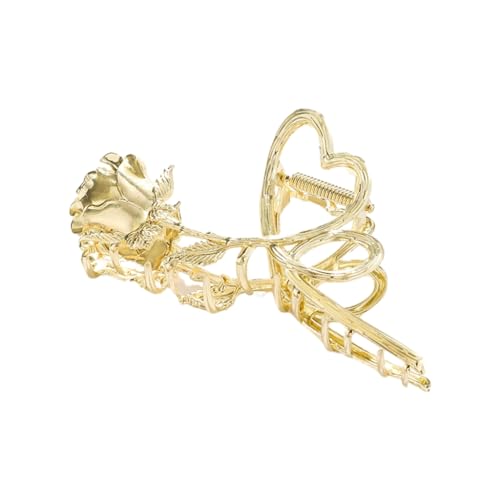 FUXIU Haarspange in Rosenform, metallisches Gefühl, für Damen, Mädchen, Haarspange für langes Haar, rutschfeste Haarspange, zarte Haarspange von FUXIU