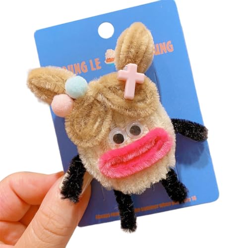 FUXIU Kreative Wurstmund Mädchen Form Haarnadel für Mädchen Karneval Fotografieren Haarspange Ästhetik Plüsch Haarschmuck von FUXIU