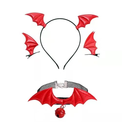 FUXIU Punk Kopfschmuck Fledermausflügel Halloween Ein Paar Haarspange + Choker + Haarreifen Teufelsflügel Cool Girl Fledermausflügel Thema FUXIU Punk Kopfschmuck Fledermausflügel Halloween Ein Paar Haarspange + Choker + Haarreifen Teufelsflügel Cool Girl Fledermausflügel Thema von FUXIU