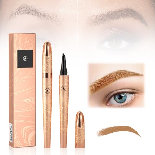 3D wasserfester Microblading Augenbrauenstift 4 Gabelspitze Tattoo-Stift Magical Precise Waterproof Brow Pen Augenbrauenstift mit Mikro-Gabelspitze-Applikator (01) von FUXNGZI