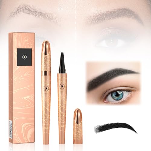 3D wasserfester Microblading Augenbrauenstift 4 Gabelspitze Tattoo-Stift Magical Precise Waterproof Brow Pen Augenbrauenstift mit Mikro-Gabelspitze-Applikator (04) von FUXNGZI