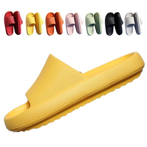 FUXNGZI Orthoslipper, 2024 Neu Badeschuhe Cozislides Original Slippers Wolke Schlappen Super Weich rutschfest Badelatschen Hausschuhe Sommer Pantoletten Badeschlappen Flip Flops (36-37, Gelb, H08) von FUXNGZI