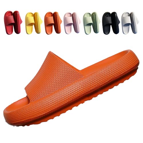 FUXNGZI Orthoslipper, 2024 Neu Badeschuhe Cozislides Original Slippers Wolke Schlappen Super Weich rutschfest Badelatschen Hausschuhe Sommer Pantoletten Badeschlappen Flip Flops (36-37, Orange, H08) von FUXNGZI