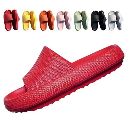 FUXNGZI Orthoslipper, 2024 Neu Badeschuhe Cozislides Original Slippers Wolke Schlappen Super Weich rutschfest Badelatschen Hausschuhe Sommer Pantoletten Badeschlappen Flip Flops (36-37, Rot, H08) von FUXNGZI