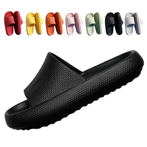 FUXNGZI Orthoslipper, 2024 Neu Badeschuhe Cozislides Original Slippers Wolke Schlappen Super Weich rutschfest Badelatschen Hausschuhe Sommer Pantoletten Badeschlappen Flip Flops (36-37, Schwarz, H08) von FUXNGZI