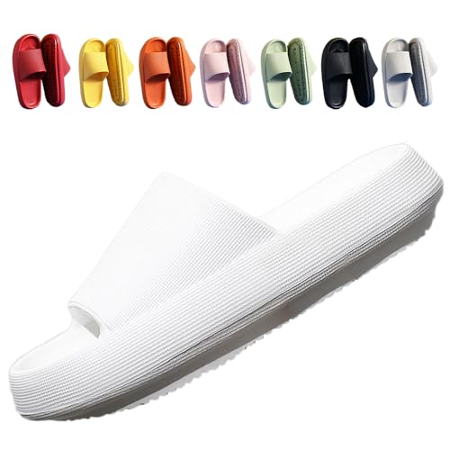 FUXNGZI Orthoslipper, 2024 Neu Badeschuhe Cozislides Original Slippers Wolke Schlappen Super Weich rutschfest Badelatschen Hausschuhe Sommer Pantoletten Badeschlappen Flip Flops (36-37, Weiß, H08) von FUXNGZI