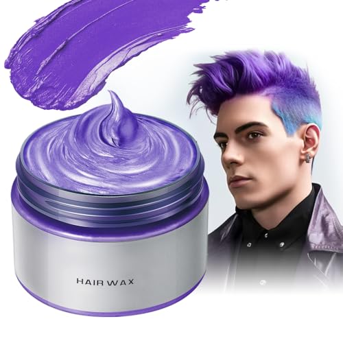 HAARFARBE WAX Color Wax, Temporäre Haarfarbe, Abwaschbarer Temporärer Fleck Abwaschbarer Fleck Styling Haartone, Haarfarbe Wachs für Party, Cosplay, Halloween, Weihnachten. 120g (Lila) von FUXNGZI