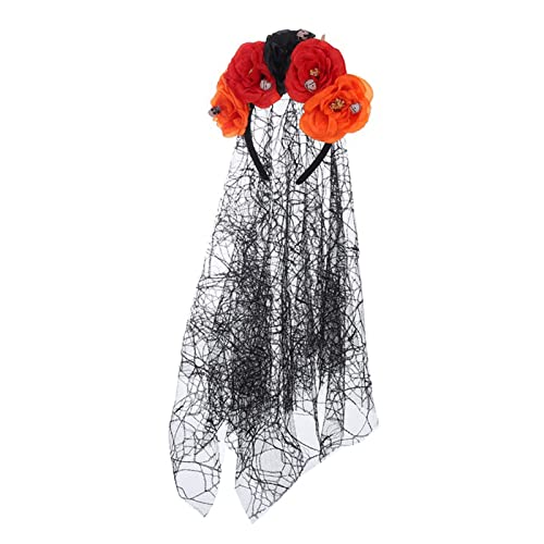 FUZYXIH Goth Blumenkronen für Frauen Gothic Schädel Stirnband Halloween Stirnband Goth Schleier Tag der Toten Stirnband Gothic Blumenkronen für Frauen von FUZYXIH