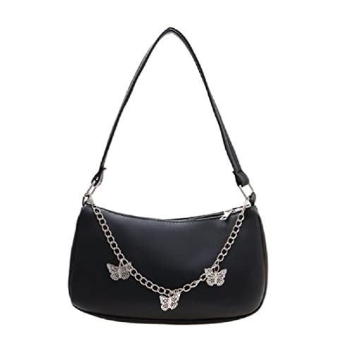 Für Schmetterling Kette Umhängetasche Für Frauen Mädchen All-matching Handtasche Nette Solide Unterarm Taschen PU Hobo Taschen Dating Mode Unterarmtasche Für Frauen Schmetterling Kette Umhängetasche von FUZYXIH