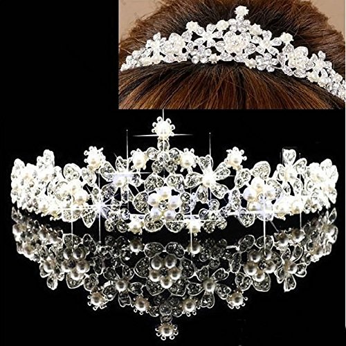 Haarband für Damen, Hochzeit, Festzug, Schleier für Kristallperlen, Brautschmuck, Blume, Abschlussball, Schmuck, Dekoration, G-Haarschmuck für Frauen, Zöpfe, Manschette von FUZYXIH