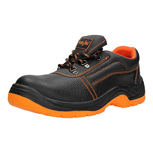 Herren Reis Sicherheitsschuhe Arbeitsschuhe Schutzschuhe Schnürsenkel (47 EU, Orange) von FUZZIO