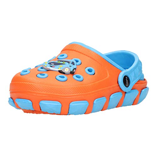 FUZZIO Kinder Sesulki Eva Clogs Latschen Orange Blau 24/25 von FUZZIO