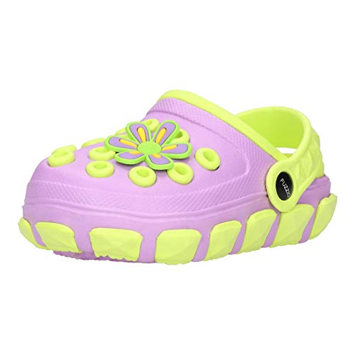 FUZZIO Kinder Sesulki Eva Clogs Latschen Violett Grün 24/25 von FUZZIO