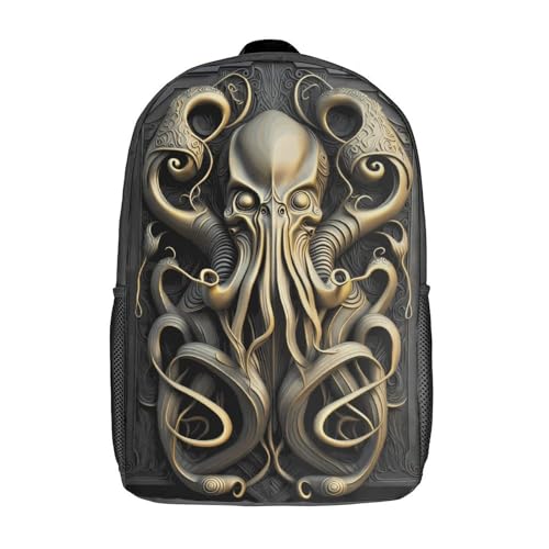 FUmoney Cartoon Cthulhu Golden Art Kinderrucksäcke 17 Zoll 3D-gedruckter Rucksack für Kinder Reiserucksäcke Büchertaschen Kinderschultasche FUmoney Cartoon Cthulhu Golden Art Kinderrucksäcke 17 Zoll 3D-gedruckter Rucksack für Kinder Reiserucksäcke Büchertaschen Kinderschultasche von FUmoney