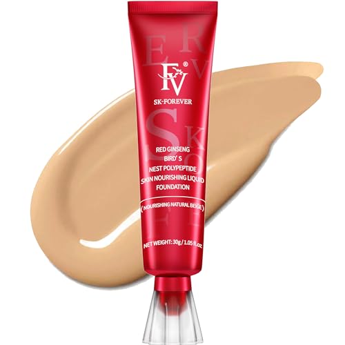 FV Foundation Porenloses Wasserfester Flüssige Foundation Make up Flawless Medium Coverage für Trockene Haut/Mischhaut Langanhaltendes Gesichts-Make-up, 30g, Natural Beige von FV