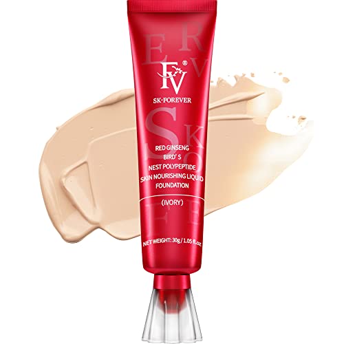 FV Wasserfester Foundation Makeup, Matt Oil Control Foundation Gesichts-Make-up Porenminimierer für Makelloses Finish, Langanhaltendes Flüssige Foundation für Normale/Fettig Haut, 30g, Ivory Matte von FV