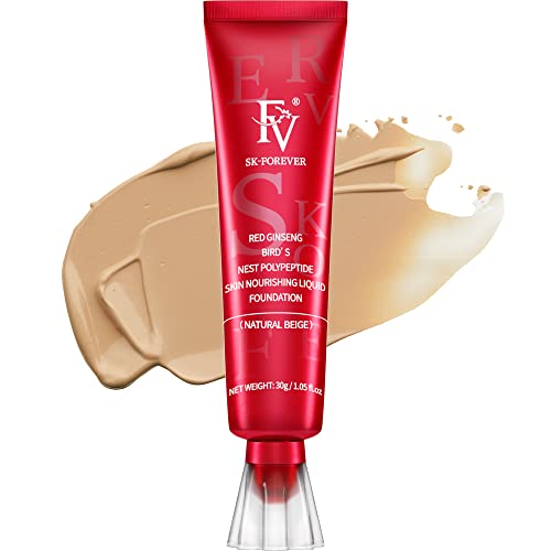 FV Wasserfester Foundation Makeup, Matt Oil Control Foundation Gesichts-Make-up Porenminimierer für Makelloses Finish, Langanhaltendes Flüssige Foundation für Normale/Fettig Haut, 30g, Beige von FV