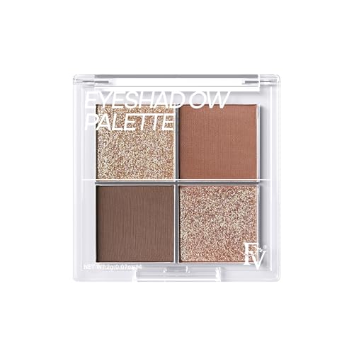 FV Lidschatten Palette - Hochpigmentierte 4-Farben Eyeshadow, Langanhaltend & Knitterfrei, Natürliches Makeup Finish (Dark Brown) von FV