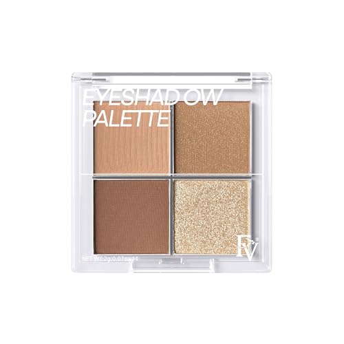 FV Lidschatten Palette - Hochpigmentierte 4-Farben Eyeshadow, Langanhaltend & Knitterfrei, Natürliches Makeup Finish (Neutral) von FV
