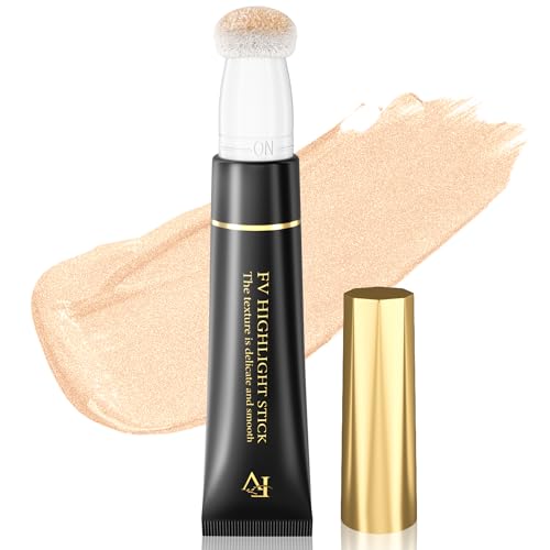 FV Liquid Highlighter, Creamy Highlighter Stick mit Weichem Kissen-Applikator, Wasserfestes Highlighter Flüssig Gesichts Make Up Geeignet für alle Hauttöne, Shimmer Finish, Mischbares, 13g, Moonlight von FV