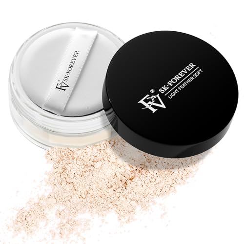 FV Puder Makeup Setting Powder,Fixier Puder mit Puff,Translucent Loses Powder zum Mattieren und Baking Powder, Ebenmäßigen Teint ，Lang anhaltende Ölkontrolle (Elfenbein) von FV