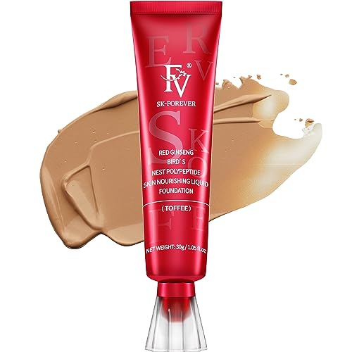 FV Wasserfester Foundation Makeup, Matt Oil Control Foundation Gesichts-Make-up Porenminimierer für Makelloses Finish, Langanhaltendes Flüssige Foundation für Normale/Fettig Haut, 30g, Toffee Matte von FV